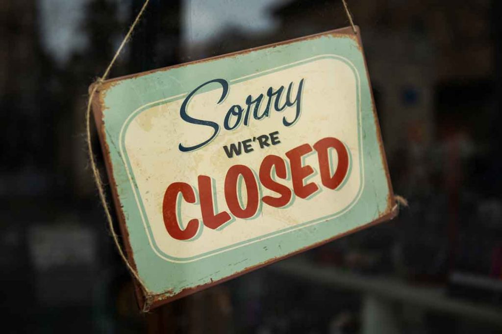 business closed sign